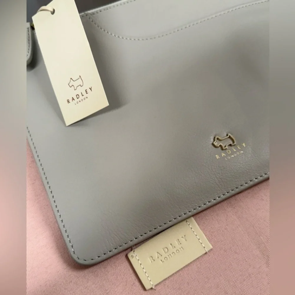 Radley London Light Gray Leather Handbag Crossbody NWT